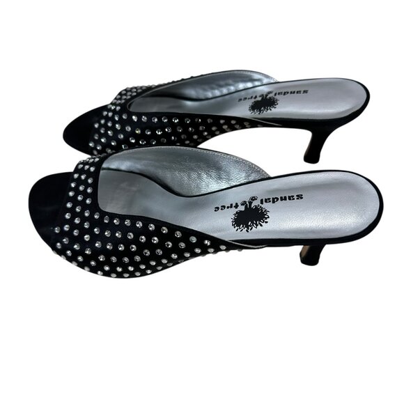 (11-245) Women's Sandal Tree Black & Rhinestone Dress Shoe Sz 7 - Picture 4 of 12